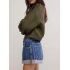 image:imageCHARTOU Women Casual Short Button Down Cable Knit Sweater Jacket Waffle Cropped Cardigan Sweater Y2k Knitted Crop TopGreen