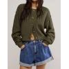 image:imageCHARTOU Women Casual Short Button Down Cable Knit Sweater Jacket Waffle Cropped Cardigan Sweater Y2k Knitted Crop TopGreen