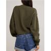 image:imageCHARTOU Women Casual Short Button Down Cable Knit Sweater Jacket Waffle Cropped Cardigan Sweater Y2k Knitted Crop TopGreen
