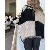 image:imageCHARTOU Women Checkered Open Front Cardigan Oversized Plaid Lantern Long Sleeve Chunky Knit SweaterBlack