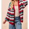 image:imageCHARTOU Women Color Stripes Chunky Cardigan Sweater Open Front Balloon Long Sleeve Knit Outwear CoatRed