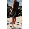 image:imageCHARTOU Women Comfy V Neck Sleeveless Ruffle Tunic Shirt Babydoll Mini DressBlack