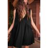 image:imageCHARTOU Women Comfy V Neck Sleeveless Ruffle Tunic Shirt Babydoll Mini DressBlack