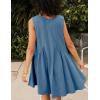 image:imageCHARTOU Women Comfy V Neck Sleeveless Ruffle Tunic Shirt Babydoll Mini DressBlue