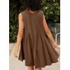 image:imageCHARTOU Women Comfy V Neck Sleeveless Ruffle Tunic Shirt Babydoll Mini DressCoffee