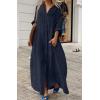 image:imageCHARTOU Women Cotton Linen Long Sleeve Dress Button Down Shirt Dress Flowy Caftan Swimsuit Beach Cover Ups SundressNavy