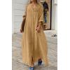 image:imageCHARTOU Women Cotton Linen Long Sleeve Dress Button Down Shirt Dress Flowy Caftan Swimsuit Beach Cover Ups SundressYellow