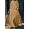 image:imageCHARTOU Women Cotton Linen Long Sleeve Dress Button Down Shirt Dress Flowy Caftan Swimsuit Beach Cover Ups SundressYellow