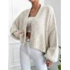 image:imageCHARTOU Women Crop Cardigan Oversized Long Lantern Sleeve Open Front Cardigan Soft Sweater CoatsBeige
