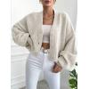image:imageCHARTOU Women Crop Cardigan Oversized Long Lantern Sleeve Open Front Cardigan Soft Sweater CoatsBeige