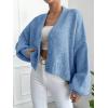 image:imageCHARTOU Women Crop Cardigan Oversized Long Lantern Sleeve Open Front Cardigan Soft Sweater CoatsBlue
