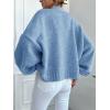image:imageCHARTOU Women Crop Cardigan Oversized Long Lantern Sleeve Open Front Cardigan Soft Sweater CoatsBlue