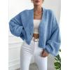 image:imageCHARTOU Women Crop Cardigan Oversized Long Lantern Sleeve Open Front Cardigan Soft Sweater CoatsBlue