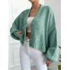 image:imageCHARTOU Women Crop Cardigan Oversized Long Lantern Sleeve Open Front Cardigan Soft Sweater CoatsGreen