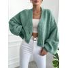 image:imageCHARTOU Women Crop Cardigan Oversized Long Lantern Sleeve Open Front Cardigan Soft Sweater CoatsGreen