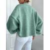 image:imageCHARTOU Women Crop Cardigan Oversized Long Lantern Sleeve Open Front Cardigan Soft Sweater CoatsGreen