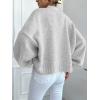 image:imageCHARTOU Women Crop Cardigan Oversized Long Lantern Sleeve Open Front Cardigan Soft Sweater CoatsGrey