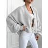 image:imageCHARTOU Women Crop Cardigan Oversized Long Lantern Sleeve Open Front Cardigan Soft Sweater CoatsGrey