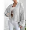 image:imageCHARTOU Women Crop Cardigan Oversized Long Lantern Sleeve Open Front Cardigan Soft Sweater CoatsGrey