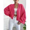 image:imageCHARTOU Women Crop Cardigan Oversized Long Lantern Sleeve Open Front Cardigan Soft Sweater CoatsRose
