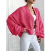 image:imageCHARTOU Women Crop Cardigan Oversized Long Lantern Sleeve Open Front Cardigan Soft Sweater CoatsRose
