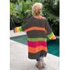 image:imageCHARTOU Women Fall Loose Contrast Striped Long Sleeve V Neck Off Shoulder Knit Sweater DressBlack