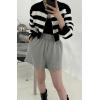 image:imageCHARTOU Women Fall Zip Up Cardigan Stripes Crop Sweater Chunky Knit Casual Jacket Outfits TopsBlack
