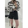 image:imageCHARTOU Women Fall Zip Up Cardigan Stripes Crop Sweater Chunky Knit Casual Jacket Outfits TopsGrey