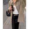 image:imageCHARTOU Women Faux Suede Coat Jacket Fall 2025 Button Down Long Sleeve Outwear Shacket with BeltKhaki