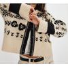 image:imageCHARTOU Women Floral Crop Knit Cardigan Sweater Fall Collared Lapel Button Down Long Sleeve Sweater TopsApricot