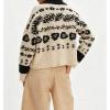 image:imageCHARTOU Women Floral Crop Knit Cardigan Sweater Fall Collared Lapel Button Down Long Sleeve Sweater TopsApricot