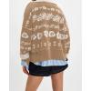 image:imageCHARTOU Women Floral Crop Knit Cardigan Sweater Fall Collared Lapel Button Down Long Sleeve Sweater TopsKhaki