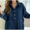 image:imageCHARTOU Women LaidBack Oversized Denim Shirt Dresses Maxi Long Pullover Sweatshirt Outwear with PocketsBlue