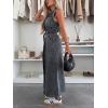 image:imageCHARTOU Women Lapel Sleeveless Denim Shirt Dress Button Down Belted Jean Dress with PocketsGrey