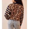 image:imageCHARTOU Women Leopard Stripe Print Cardigans Contrast Open Front Cardigan Sweater Outwear CoatsNavy