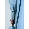 image:imageCHARTOU Women Long Sleeve Denim Shirt Dress V Neck Asymmetrical Puff HighLow Hem Jean Dress Loose TunicBlue