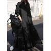 image:imageCHARTOU Women Long Sleeve Maxi Dress Ruffle Flowy Shirt Dress Oversize Tunic Dress A Line Beach Plus SizeBlack
