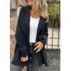 image:imageCHARTOU Women Notch Lapel Knit Patchwork Sleeve Coat Winter Buttons DoubleSized Wool Blend PeacoatBlack
