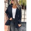 image:imageCHARTOU Women Notch Lapel Knit Patchwork Sleeve Coat Winter Buttons DoubleSized Wool Blend PeacoatBlack