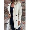 image:imageCHARTOU Women Notch Lapel Knit Patchwork Sleeve Coat Winter Buttons DoubleSized Wool Blend PeacoatCream