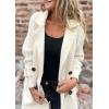 image:imageCHARTOU Women Notch Lapel Knit Patchwork Sleeve Coat Winter Buttons DoubleSized Wool Blend PeacoatCream