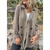 image:imageCHARTOU Women Notch Lapel Knit Patchwork Sleeve Coat Winter Buttons DoubleSized Wool Blend PeacoatGrey Green