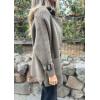 image:imageCHARTOU Women Notch Lapel Knit Patchwork Sleeve Coat Winter Buttons DoubleSized Wool Blend PeacoatGrey Green