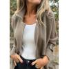 image:imageCHARTOU Women Notch Lapel Knit Patchwork Sleeve Coat Winter Buttons DoubleSized Wool Blend PeacoatGrey Green