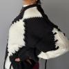 image:imageCHARTOU Women Oversized Y2k Contrast Color Diamond Rib Knit Pullover Sweater Jumper with Drawstring BindingBlack
