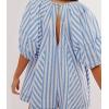image:imageCHARTOU Women Puff Short Sleeve T Shirt Romper Striped Shirt Dress Jumper Loose Babydoll Summer Flowy Mini RomperBlue