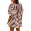 image:imageCHARTOU Women Puff Short Sleeve T Shirt Romper Striped Shirt Dress Jumper Loose Babydoll Summer Flowy Mini RomperCoffee