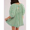image:imageCHARTOU Women Puff Short Sleeve T Shirt Romper Striped Shirt Dress Jumper Loose Babydoll Summer Flowy Mini RomperGreen