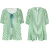 image:imageCHARTOU Women Puff Short Sleeve T Shirt Romper Striped Shirt Dress Jumper Loose Babydoll Summer Flowy Mini RomperGreen