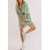 image:imageCHARTOU Women Puff Short Sleeve T Shirt Romper Striped Shirt Dress Jumper Loose Babydoll Summer Flowy Mini RomperGreen